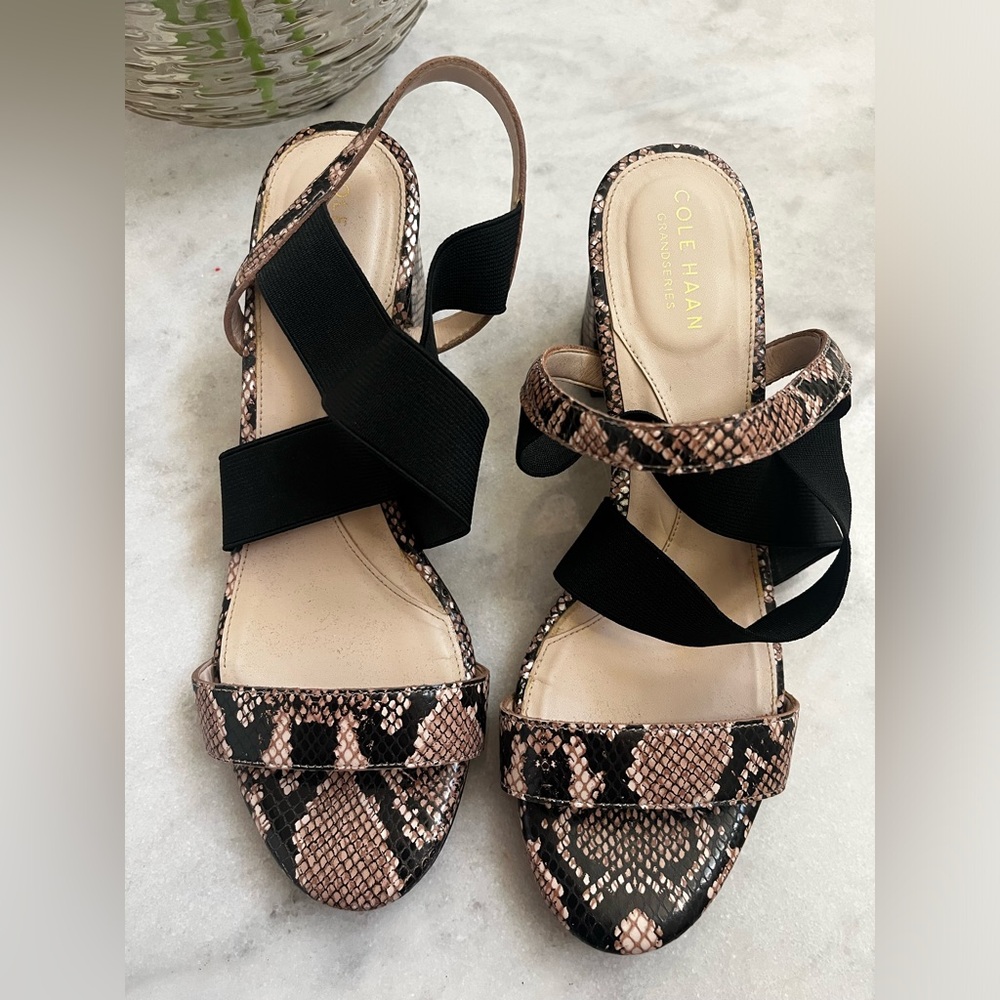 Cole Haan leopard print block heels size 8